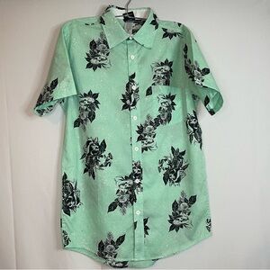 Star Wars Mint Green Casual Button up Short Sleeve Shirt Resortwear Small